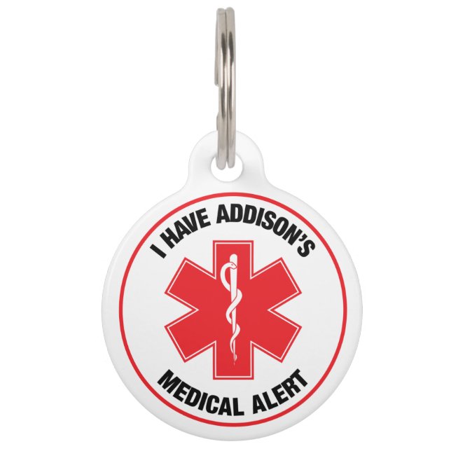 Placa Para Mascotas Alerta Médica de Enfermedad de Addison (Anverso)