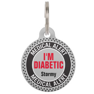 Placa Para Mascotas Alerta Médica para Mascotas Diabéticas Nombre Pers