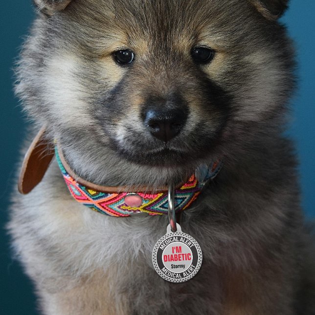 Placa Para Mascotas Alerta Médica para Mascotas Diabéticas Nombre Pers (Subido por el creador)