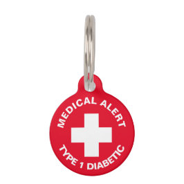 Placa Para Mascotas Alerta médica personalizada Rojo diabético