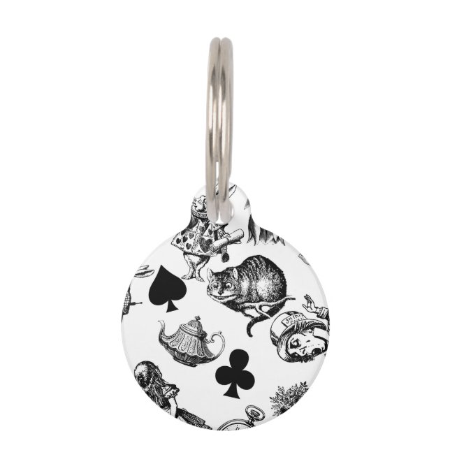 Placa Para Mascotas Alice White Rabbit Wonderland Classic (Anverso)