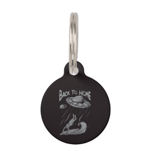 Placa Para Mascotas alienígena ufo navegando en ilustracion con vuelta