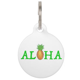 Placa Para Mascotas ALOHA Fruta tropical hawaiana de piña