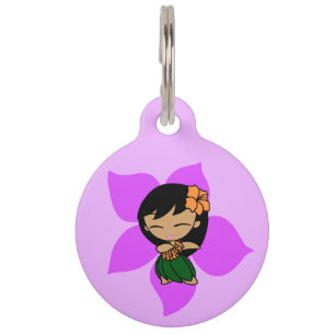 Placa Para Mascotas Aloha Honeys chica hula hawaiana hibisco