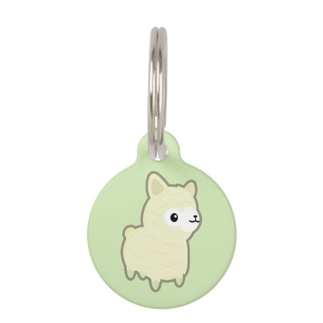 Placa Para Mascotas Alpaca de Kawaii (Anverso)