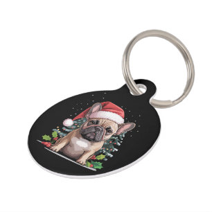 Placa Para Mascotas Amante de Bulldog Francés de Navidad Perro Mamá Di