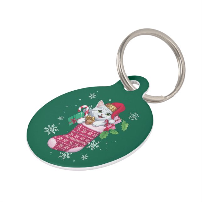 Placa Para Mascotas Amante de los Gatos Navidad Gatos Divertidos Dueño (Lateral)