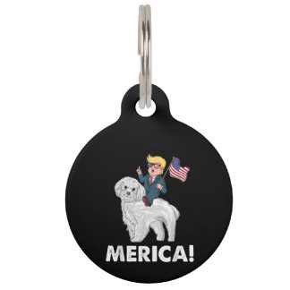 Placa Para Mascotas Amante de los Perros |Merica Trump Montando Maltés