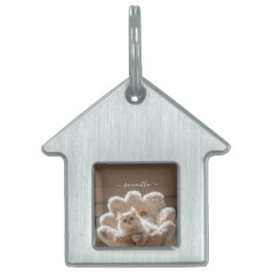 Placa Para Mascotas Amante del gato blanco majestuoso