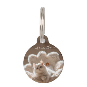 Placa Para Mascotas Amante del gato blanco majestuoso