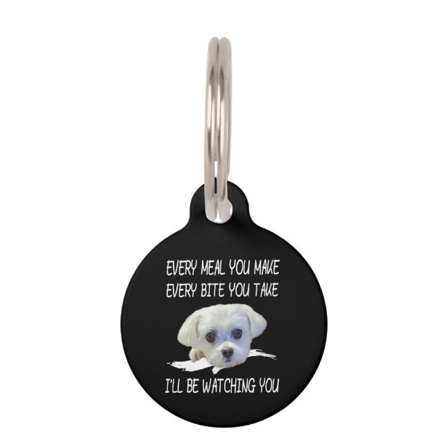 Placa Para Mascotas Amantes de Perros | Cute Maltés Cada Comida Que Ha (Anverso)