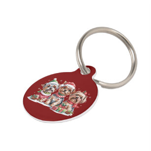 Placa Para Mascotas Amantes de perros Yorkshire Terrier de Navidad