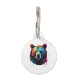 Placa Para Mascotas Amantes del oso pardo arte pop Gran oso pardo