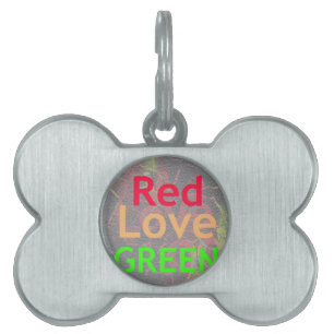 PLACA PARA MASCOTAS AMAR EL ORO ROJO VERDE
