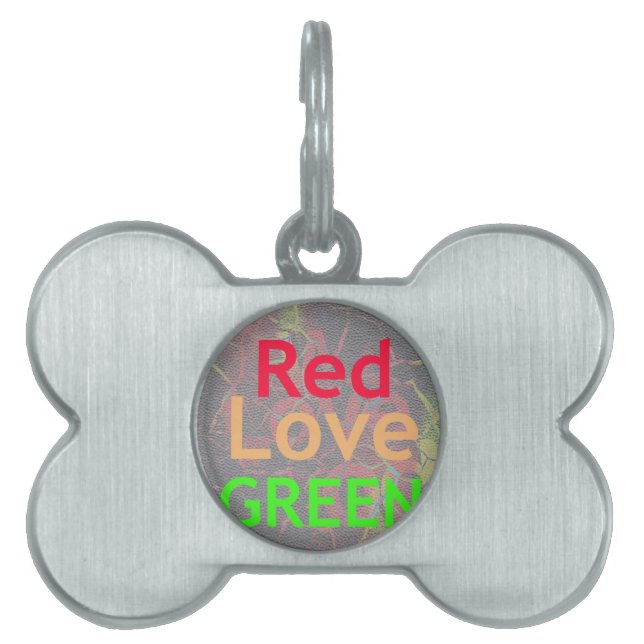 PLACA PARA MASCOTAS AMAR EL ORO ROJO VERDE (Frente)