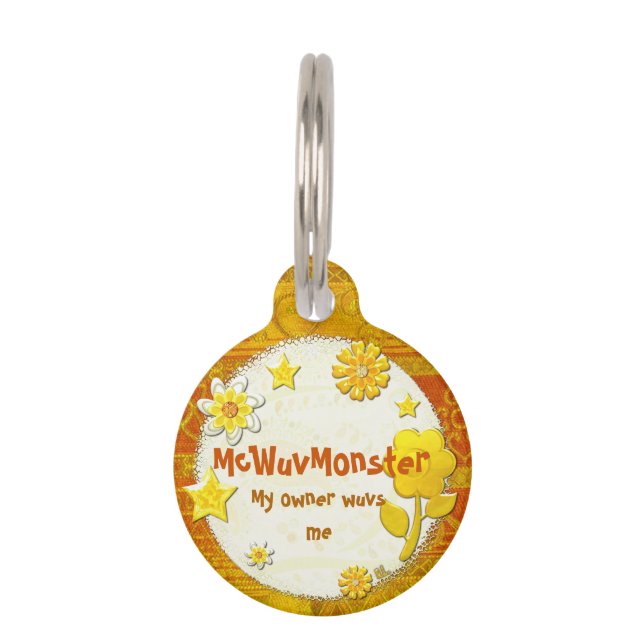 Placa Para Mascotas Amarillo en Play Jeweld PERSONALIZADO ID (Anverso)