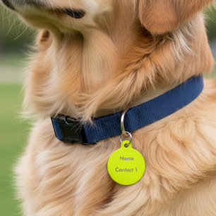 Placa Para Mascotas amarillo fluorescente -personalizado