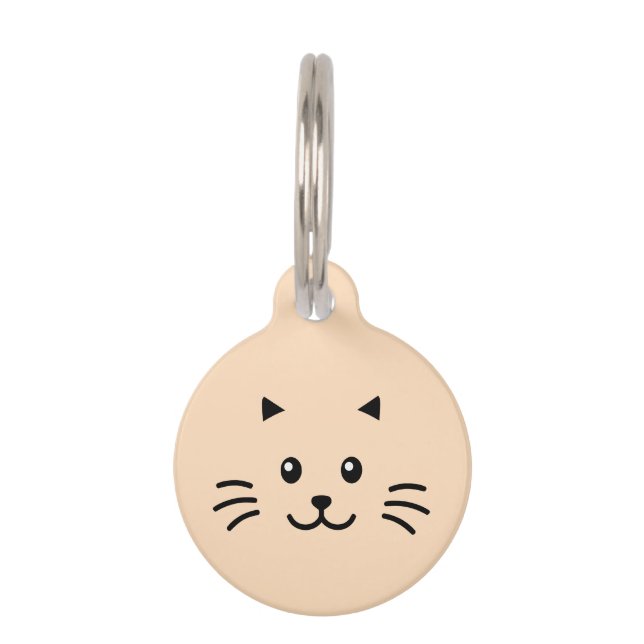 Placa Para Mascotas Amarillo personalizado de gato de vaca (Anverso)