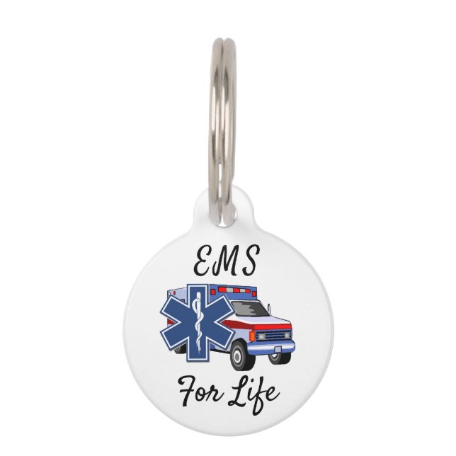 Placa Para Mascotas Ambulancia De EMS Para La Vida (Anverso)