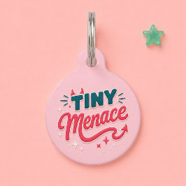 Placa Para Mascotas Amenaza Pequeña Perrito Gato Rosa Personalizado