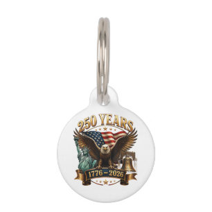 Placa Para Mascotas Americano 250 Aniversario USA Patriótico 4 de Juli