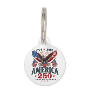Placa Para Mascotas Americano 250 Aniversario USA Patriótico 4 de Juli