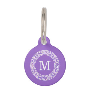 Placa Para Mascotas Amethyst What Greek Key Rnd Frame First Monograma