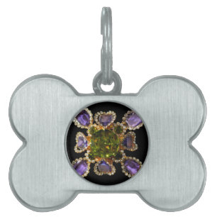 Placa Para Mascotas Ametría púrpura Diamantes Emerales joyas