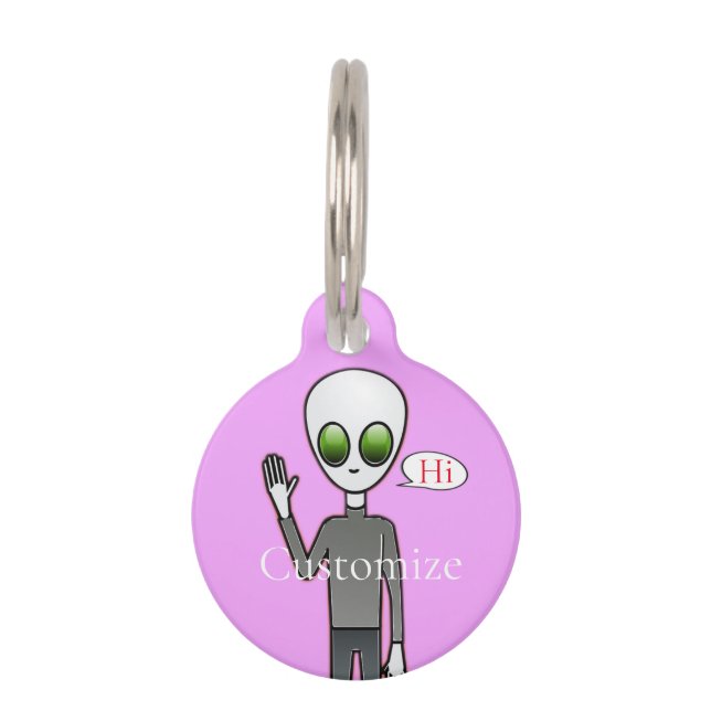 Placa Para Mascotas Amigable Waving Alien Thunder_Cove (Anverso)