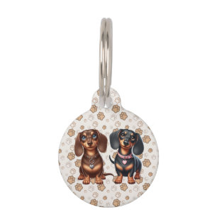 Placa Para Mascotas Amigos dachshund lindos