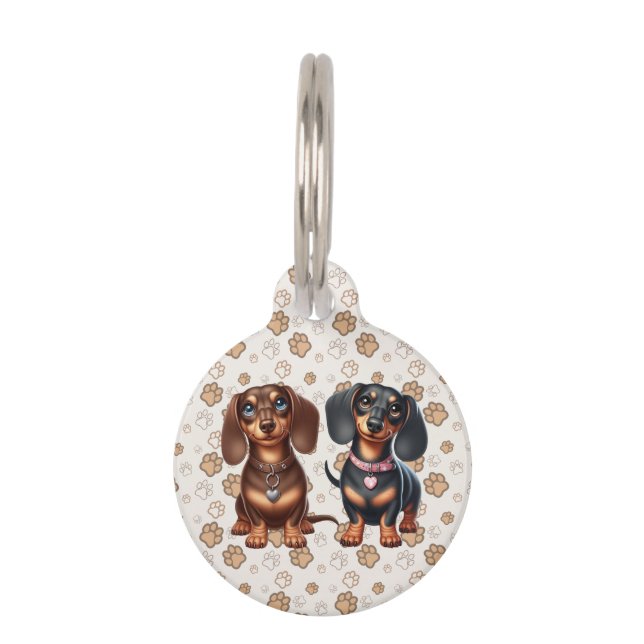 Placa Para Mascotas Amigos dachshund lindos (Anverso)