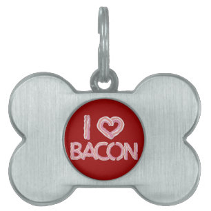 Placa Para Mascotas Amo a Bacon