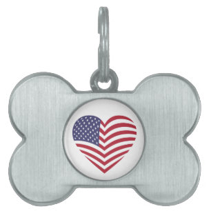 PLACA PARA MASCOTAS AMO A ESTADOS UNIDOS