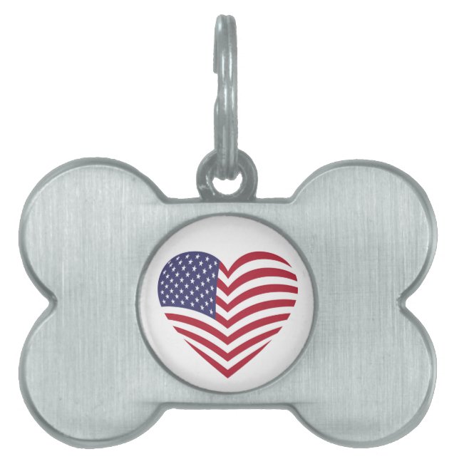 PLACA PARA MASCOTAS AMO A ESTADOS UNIDOS (Frente)