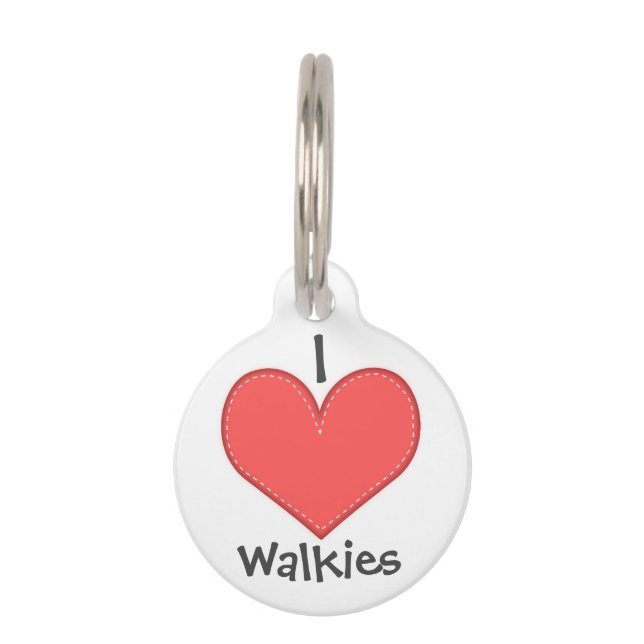 Placa Para Mascotas Amo a los Walkies del Corazón Perro Cuto (Anverso)