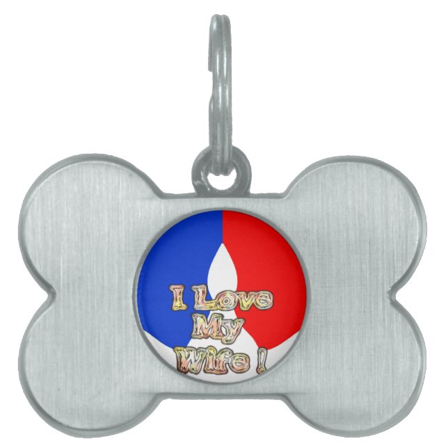 Placa Para Mascotas "Amo a mi esposa" Impresión artística (Frente)