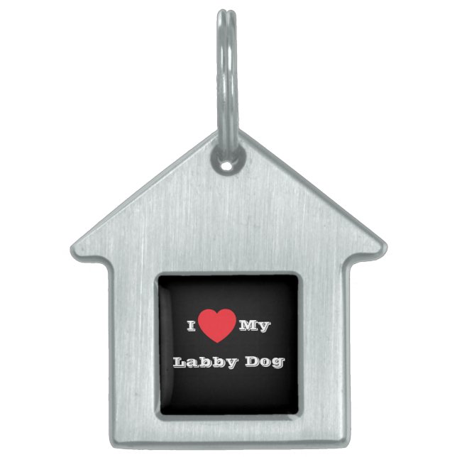 Placa Para Mascotas Amo a mi perro labby (Frente)