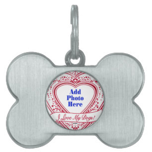 Placa Para Mascotas ¡Amo A Mis Perros! Corazones rojos de foto