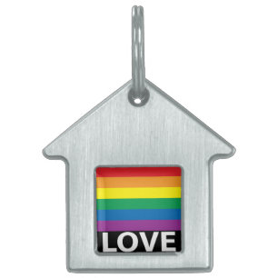 Placa Para Mascotas Amo arcoiris, orgullo, LGBT, celebración de etique