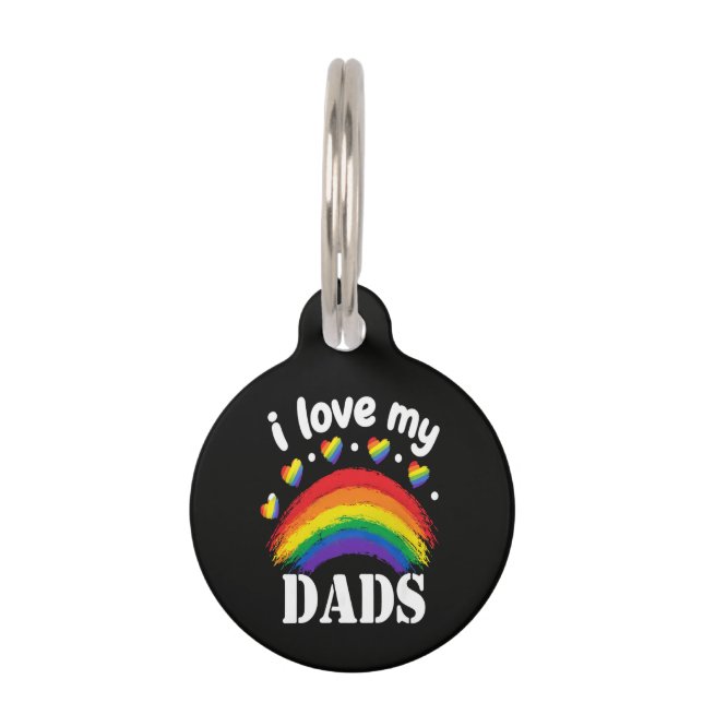 Placa Para Mascotas Amo el Orgullo Arcoíris de mis Papás (Anverso)