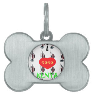 Placa Para Mascotas Amo la impresión de arte de los masái de Kenia