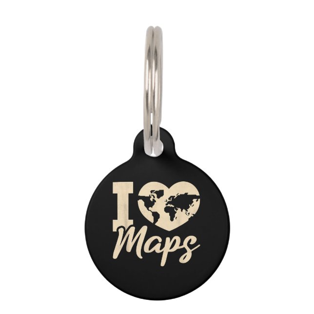 Placa Para Mascotas Amo los mapas, Geografía (Anverso)