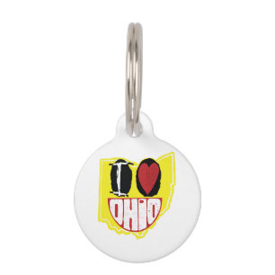 Placa Para Mascotas Amo Ohio Sonriendo Cara Feliz