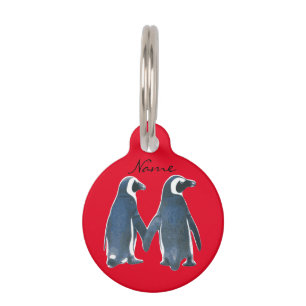 Placa Para Mascotas Amor pájaros Pingüino Pareja Thunder_Cove