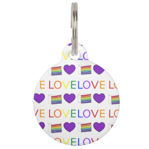 Placa Para Mascotas AMOR Pastel de arcoiris Gay Orgullo Corazón Perro 