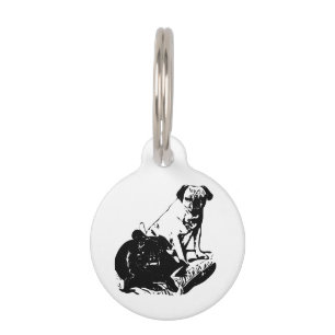 Placa Para Mascotas Amuleto de Identidad, Pugs Sombreados