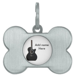 Placa Para Mascotas Añadir el nombre texto guitarra acústica marrón ed