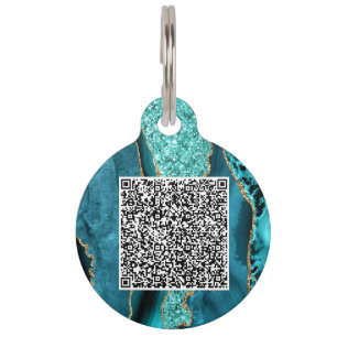 Placa Para Mascotas Análisis de código QR Agitar Purpurina Verde azula