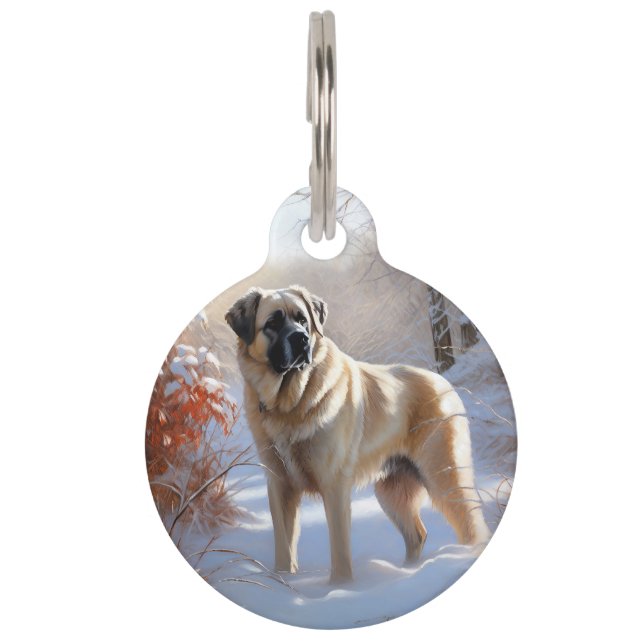 Placa Para Mascotas Anatolian Shepherd Let It Snow Navidades (Anverso)