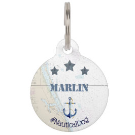 Placa Para Mascotas Anclaje náutico + estrellas + hashtag | FL del sud